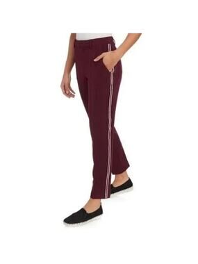Laundry by Shelli Segal Womens Ankle Pants 4 Burgundy Stripe Stretch Crop NWT